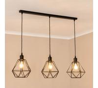 Diablo Geometric Shade 3 Drop Bar Black Diner Ceiling Pendant Light ValueLights Black One Size