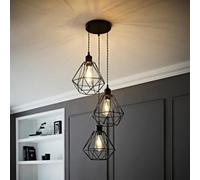 ValueLights Diablo Geometric Shade 3 Drop Cluster Matte Black Ceiling Pendant Light ValueLights Black