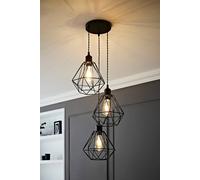ValueLights Diablo Geometric Shade 3 Drop Cluster Matte Black Ceiling Pendant Light ValueLights Black