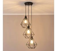 ValueLights | Diablo Geometric Shade 3 Drop Cluster Matte Black Ceiling Pendant Light | Shades, Home Décor & Improvement Essential