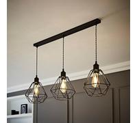 ValueLights | Diablo Geometric Shade 3 Drop Diner Bar Matte Black Ceiling Pendant Light | Shades, Home Décor & Improvement Essential | Includes Full Wired Fitting