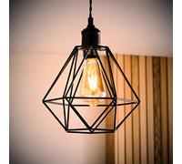 Valuelights Diablo Modern Geometric Black Metal Basket Cage Ceiling Light Shade And Bulb (D)21Cm