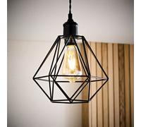 Valuelights Diablo Modern Geometric Black Metal Basket Cage Ceiling Light Shade (D)21Cm