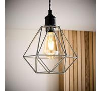 Valuelights Diablo Modern Geometric Grey Metal Cage Ceiling Light Shade (D)21Cm