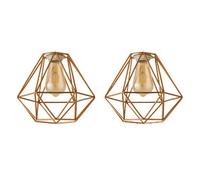 Valuelights Diablo Pair Of Geometric Copper Metal Basket Cage Ceiling Light Shades And Bulbs (D)21Cm
