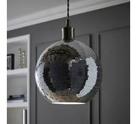 ValueLights Dolly Disco Mirror Ball Ceiling Pendant Lamp Shade - Size: 23 x 25 x 25cm - Silver - Wilko