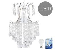 Valuelights Donah Silver Ceiling Droplets Shade And Bulb (D)32Cm