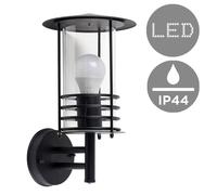 Valuelights Dorset Ip44 Black Outdoor Wall Lantern With 6W Led Bulb Black One Size