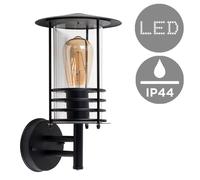 Dorset IP44 Outdoor Black Wall Lantern with Filament Bulb ValueLights Black One Size