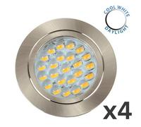Downlight Caravan Fixed Light Fitting 4 Pack With Integrated Cool White Bulbs ValueLights Silver One Size