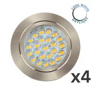 Downlight Caravan Fixed Light Fitting 4 Pack With Integrated Cool White Bulbs ValueLights Silver One Size