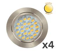 Downlight Caravan Fixed Light Fitting 4 Pack With Integrated Warm White Bulbs ValueLights Silver One Size