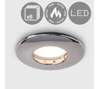 MiniSun | Fire Rated Black Chrome Domed GU10 Ceiling Downlights | Bath Recessed Lighting, Home Décor & Improvement Essential | Pack of 6