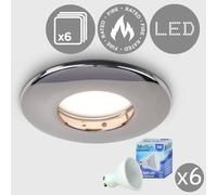 MiniSun | Fire Rated Black Chrome Domed Ceiling Downlights | Bath Recessed Lighting, Home Décor & Improvement Essential | Pack of 6 | Includes 5W LED Bulbs [6500K Cool White] | Mains Wired