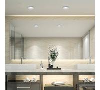 MiniSun | Shower/Soffit Polished Chrome GU10 Recessed Ceiling Downlights | Bath Recessed Lighting, Home Décor & Improvement Essential | Pack of 4 | Mains Wired