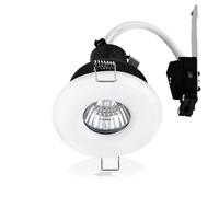 MiniSun Pack of 4 Bathroom/Shower/Soffit IP65 Rated Gloss White Recessed Ceiling Downlights - Complete with 5w LED Bulbs [3000K Warm White]