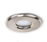 MiniSun | Shower/Soffit Brushed Chrome Recessed Ceiling Downlights | Bath Recessed Lighting, Home Décor & Improvement Essential | Pack of 6 | Includes Bulb [3000K Warm White]