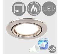 Valuelights Downlight Tiltable Fire Rated Ceiling Light Fitting 6 Pack With Cool White Bulbs In Silver Silver