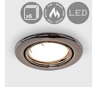 Valuelights Downlight Tiltable Fire Rated Black Chrome Ceiling Light Fitting 6 Pack
