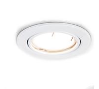 MiniSun | Pack of 10 Fire Rated Gloss White Tiltable GU10 Recessed Ceiling Downlights - Complete with 5w LED Bulbs [6500K Cool White] | Downlights & Home Improvements Essential | Mains Wired