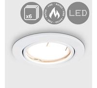 MiniSun | Fire Rated Gloss White Tiltable GU10 Recessed Ceiling Downlights | Ceiling Spots, Home Décor & Improvement Essential | Pack of 6 | Mains Wired