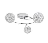 Valuelights Ducy Contemporary 3 Way Silver Chrome Swirl Design Flush Ceiling Light With Acrylic Jewel Globe Shades
