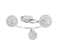 Valuelights Ducy Contemporary 3 Way Silver Chrome Swirl Design Flush Ceiling Light With Stunning Acrylic Jewel Globe Shades