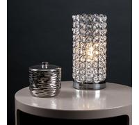 MiniSun | Modern Polished Chrome & Clear Acrylic Jewel Cylinder Touch Table Lamp | Table Lamps & Home Improvements Essential