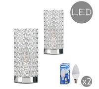 Valuelights Ducy Pair Of Polished Chrome & Clear K9 Crystal Jewel Touch Table Lamps With Led Dimmable Candle Bulbs In Warm White