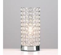 Valuelights Ducy Pair Of Modern Polished Chrome And Clear K9 Crystal Jewel Cylinder Touch Table Lamps