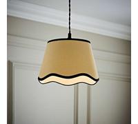 ValueLights | Small Easy Fit Natural Scallop Light Shade with Black Trim Bedroom Hallway Lampshade | Shades, Home Décor & Improvement Essential | 250mm Shade Width