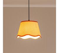 ValueLights | Small Easy Fit Natural Scallop Light Shade with Rust Trim Bedroom Hallway Lampshade | Shades, Home Décor & Improvement Essential | Included LED Bulb | 250mm Shade Width