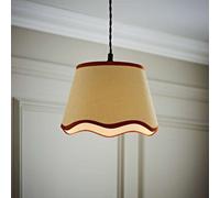 ValueLights | Small Easy Fit Natural Scallop Light Shade with Rust Trim Bedroom Hallway Lampshade | Shades, Home Décor & Improvement Essential | 250mm Shade Width
