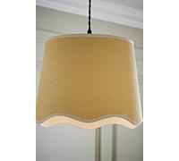 ValueLights | Large Easy Fit Natural Scallop Light Shade with White Trim Bedroom Hallway Lampshade | Shades, Home Décor & Improvement Essential | 350mm Shade Width