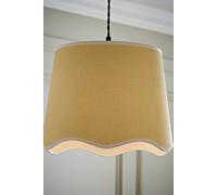 ValueLights | Large Easy Fit Natural Scallop Light Shade with White Trim Bedroom Hallway Lampshade | Shades, Home Décor & Improvement Essential | 350mm Shade Width