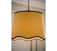 Dutton Natural Fabric Scallop Edge Large Lamp Shade with LED Bulb ValueLights Black One Size