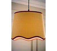 ValueLights | Large Easy Fit Natural Scallop Light Shade with Rust Trim Bedroom Hallway Lampshade | Shades, Home Décor & Improvement Essential | Included LED Bulb