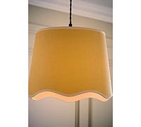 ValueLights Dutton Natural Scallop White Trim Large Lamp Shade & Bulb
