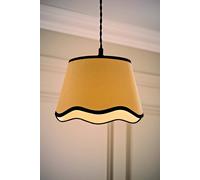 ValueLights | Small Easy Fit Natural Scallop Light Shade with Black Trim Bedroom Hallway Lampshade | Shades, Home Décor & Improvement Essential | Included LED Bulb | 250mm Shade Width