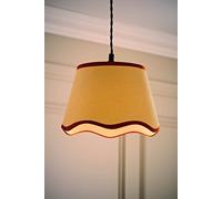 ValueLights | Small Easy Fit Natural Scallop Light Shade with Rust Trim Bedroom Hallway Lampshade | Shades, Home Décor & Improvement Essential | Included LED Bulb | 250mm Shade Width