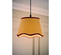 ValueLights | Small Easy Fit Natural Scallop Light Shade with Rust Trim Bedroom Hallway Lampshade | Shades, Home Décor & Improvement Essential | Included LED Bulb
