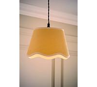 ValueLights | Small Easy Fit Natural Scallop Light Shade with White Trim Bedroom Hallway Lampshade | Shades, Home Décor & Improvement Essential | Included LED Bulb | 250mm Shade Width