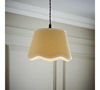 ValueLights | Small Easy Fit Natural Scallop Light Shade with White Trim Bedroom Hallway Lampshade | Shades, Home Décor & Improvement Essential | 250mm Shade Width
