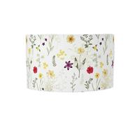 ValueLights | Easy Fit Small Floral Embroidered Fabric Drum Light Shade Bedroom Hallway Lampshade | Shades, Home Décor & Improvement Essential | Included LED Bulb | 250mm Shade Width