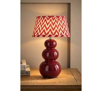 Valuelights Edie Chevron Print Pleated Shade Ceramic Bobble Base Table Lamp In Burgundy Burgundy