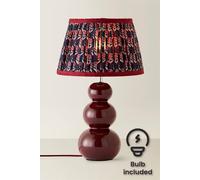 Valuelights Edie Floral Pleated Shade Ceramic Bobble Base Table Lamp And Bulb In Burgundy Burgundy