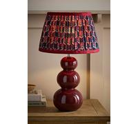 Valuelights Edie Floral Pleated Shade Ceramic Bobble Base Table Lamp In Burgundy Burgundy