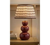 Valuelights Edie Striped Print Pleated Shade Ceramic Bobble Base Table Lamp In Burgundy Burgundy