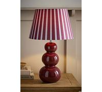 Valuelights Edie Striped Print Shade Ceramic Bobble Base Table Lamp In Burgundy Burgundy