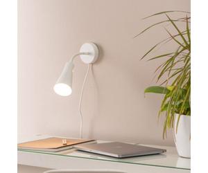 Valuelights Edwards Pair Of - Plug In White Flexible Gooseneck Easy Fit Adjustable Wall Lights - Bulbs Included
